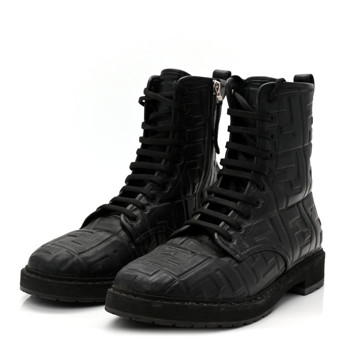 Nappa FF Embossed Womens Biker Boots 39.5 Black
