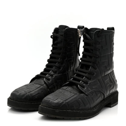 Fendi Nappa FF Embossed Womens Biker Boots 39.5 Black 4 of 10