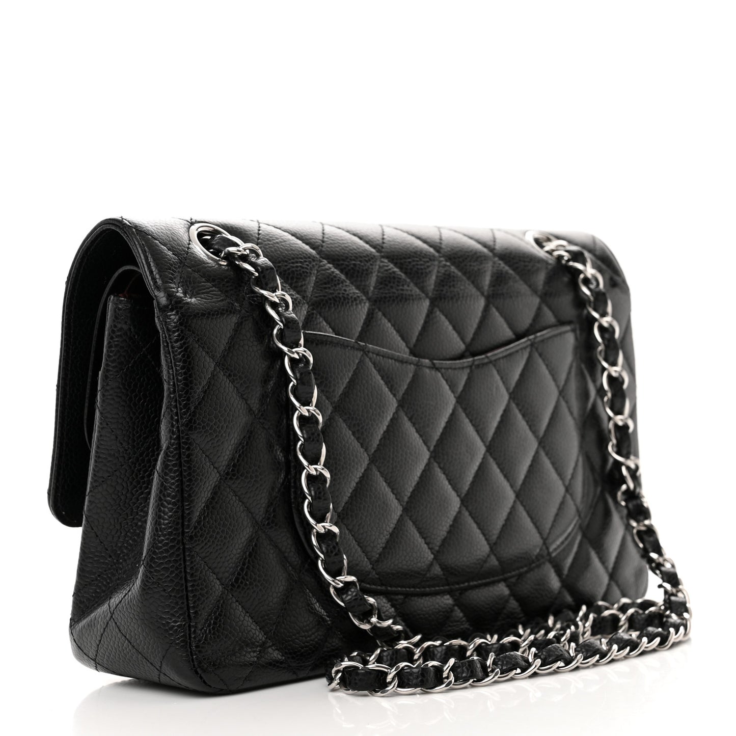 Caviar Quilted Medium Double Flap Black