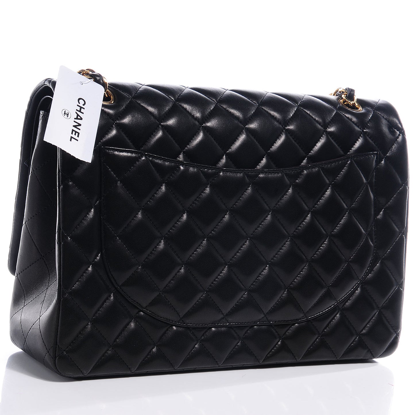 Lambskin Quilted Maxi Double Flap Black