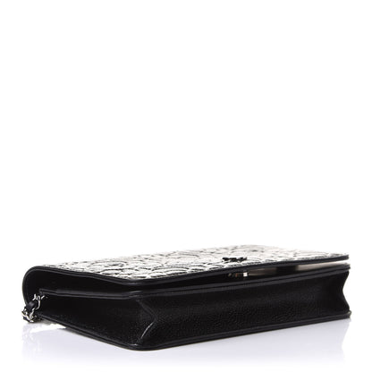 Chanel Caviar Camellia Embossed Wallet On Chain WOC Black 3 of 11