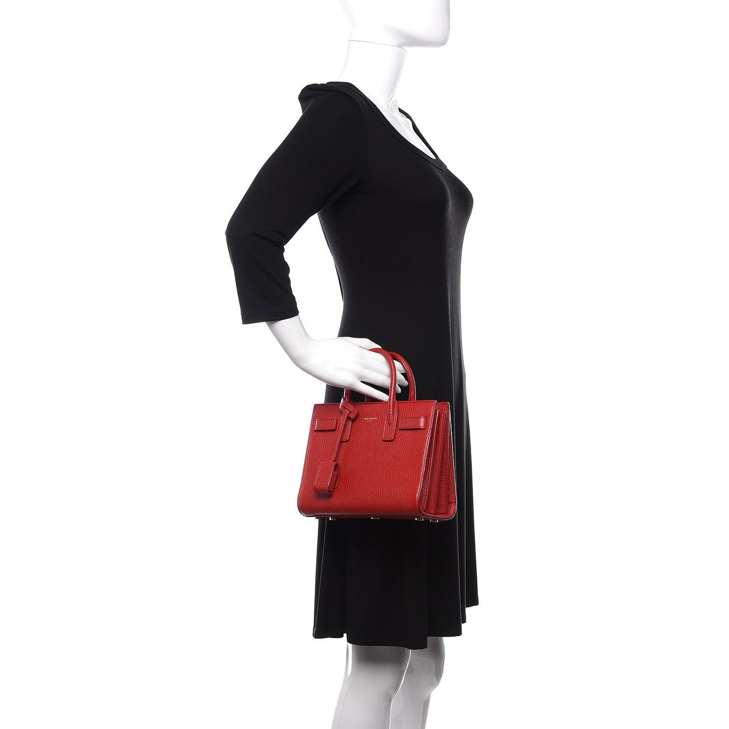 Grained Calfskin Nano Sac De Jour Lipstick Red