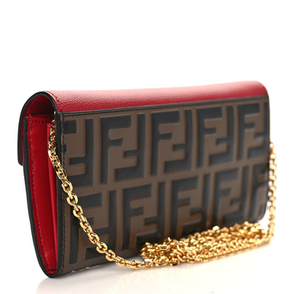 Fendi Vitello Cruise F is Fendi Bi-Color FF 1974 Embossed Continental Envelope Wallet On Chain Maya Black Fragola 2 of 8