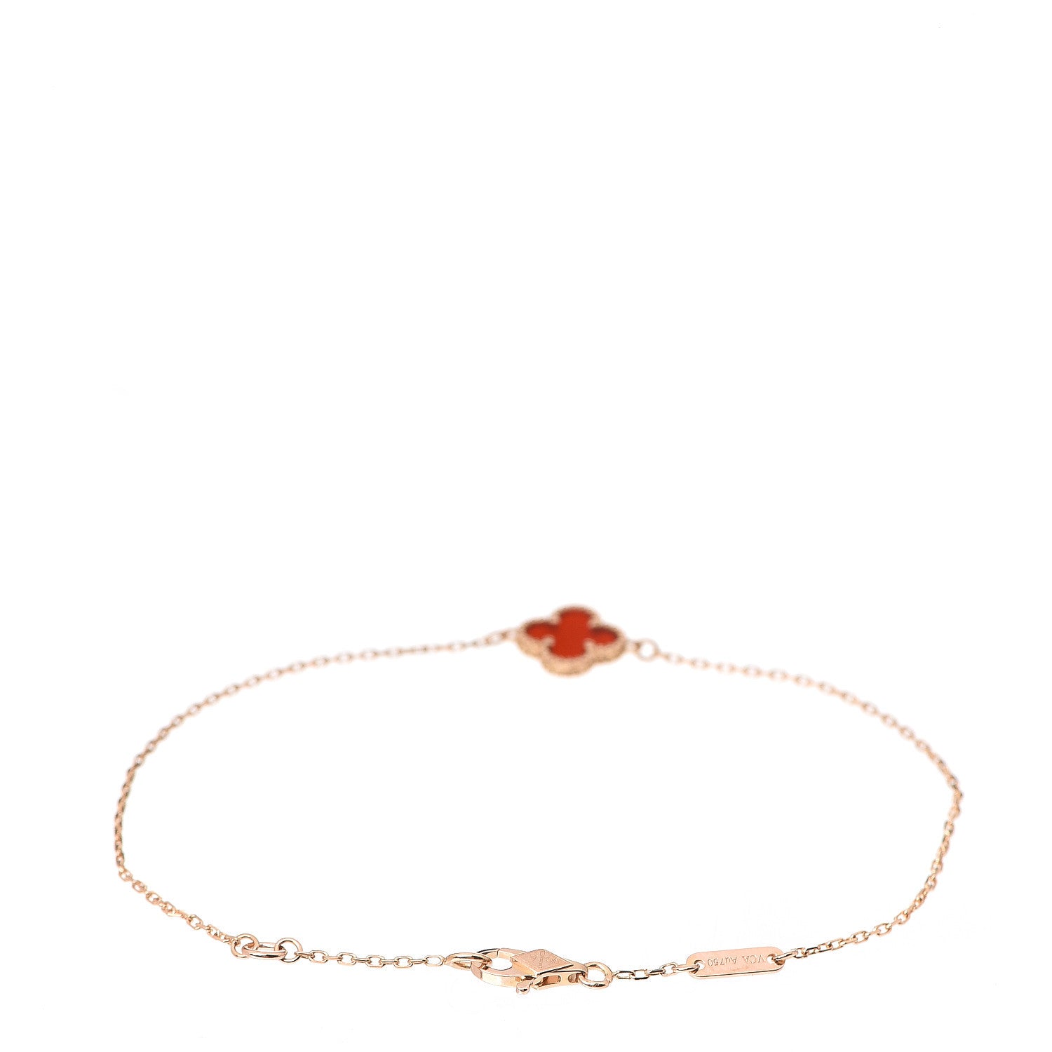 Van Cleef & Arpels 18K Rose Gold Carnelian Sweet Alhambra Bracelet 2 of 4