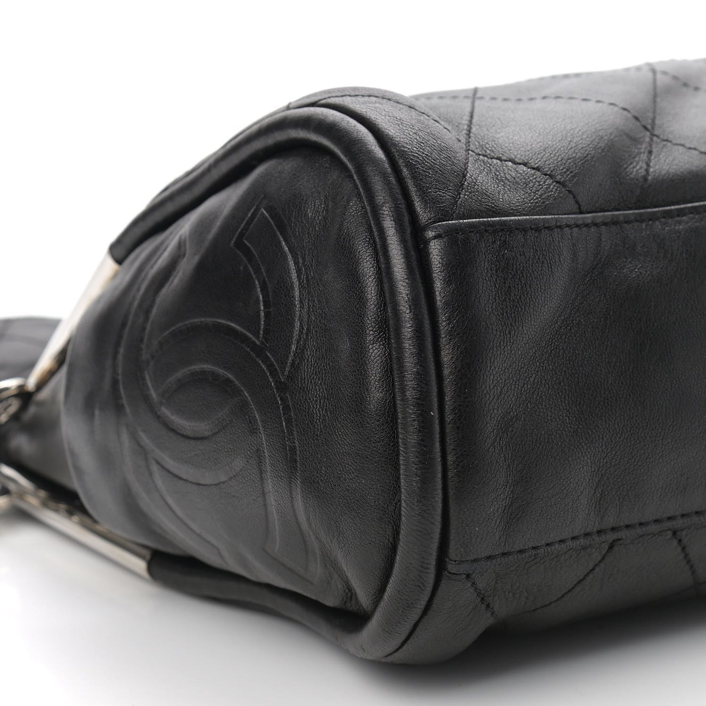 Lambskin Stitched Medium Ultimate Soft Tote Black