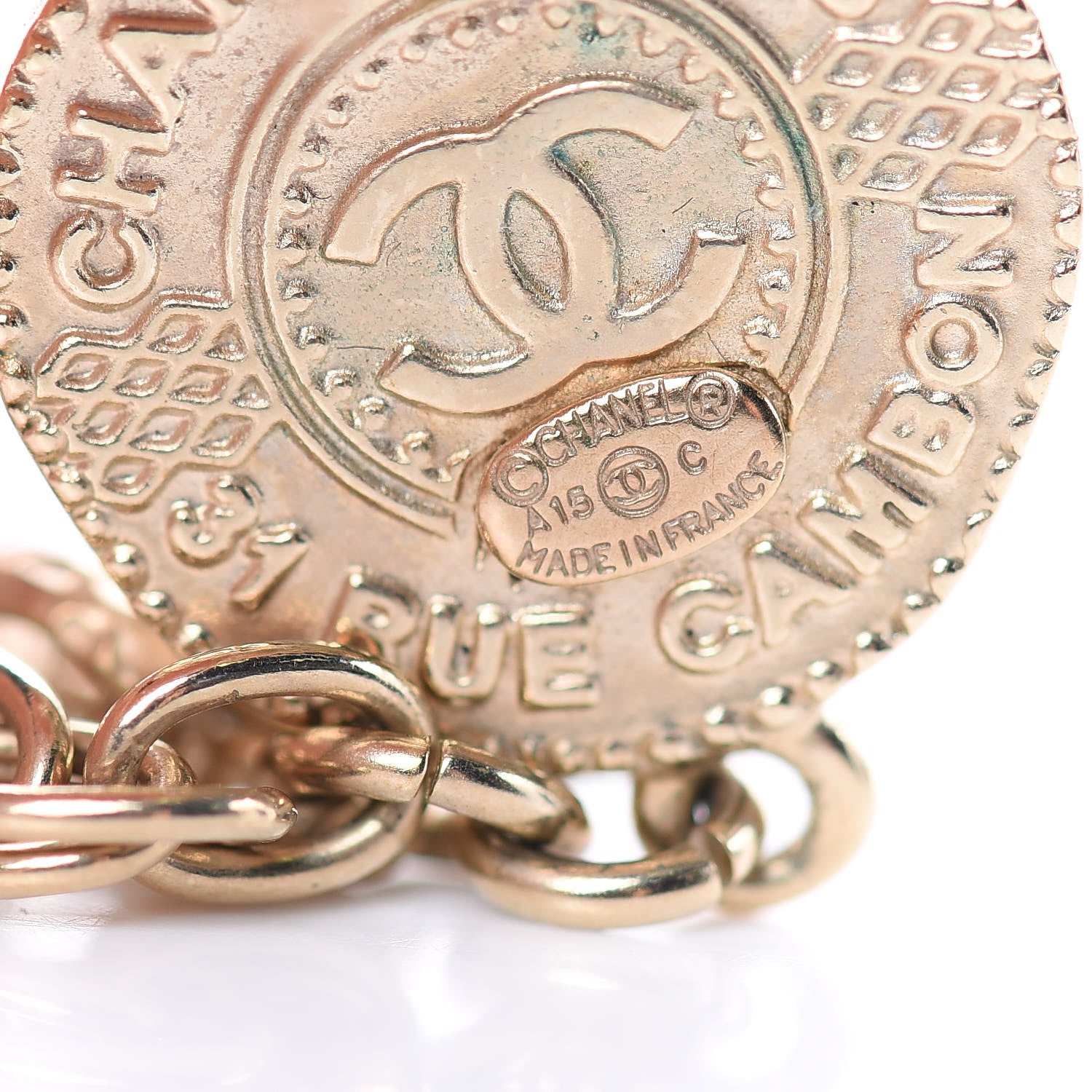 Chanel CC Chain Drop Earrings Light Gold 4 of 5