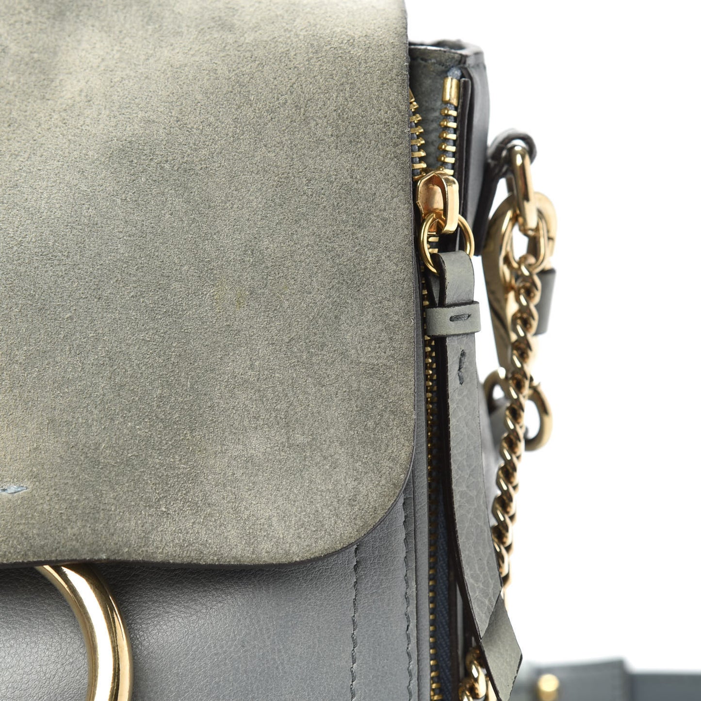Suede Calfskin Small Faye Backpack Washed Blue