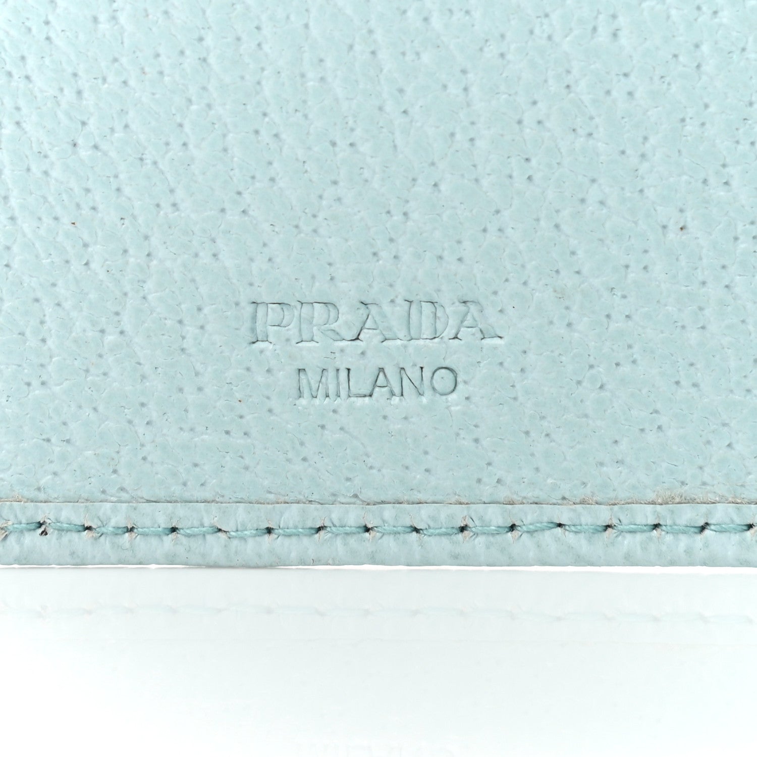 Prada Goatskin Compact Zip Wallet Light Blue 7 of 9