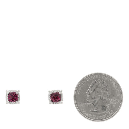 David Yurman Sterling Silver Diamond Petite Rhodolite Chatelaine Bezel Stud Earrings 2 of 4