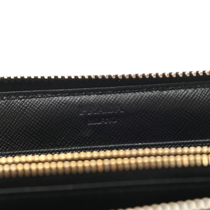 Prada Saffiano Metal Zip Around Wallet Black 6 of 10