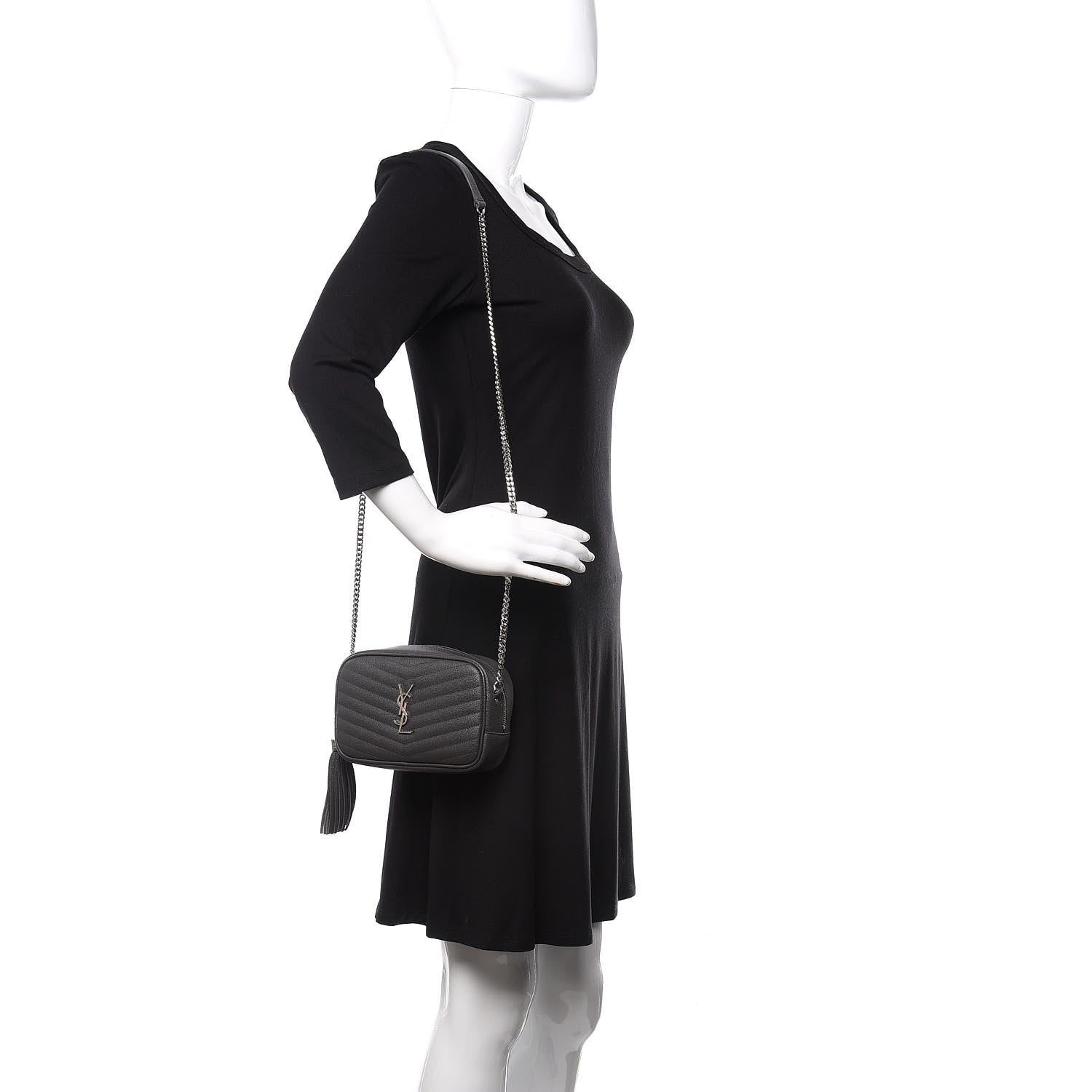 Saint Laurent Grain De Poudre Matelasse Monogram Mini Lou Camera Bag Asphalt 2 of 11