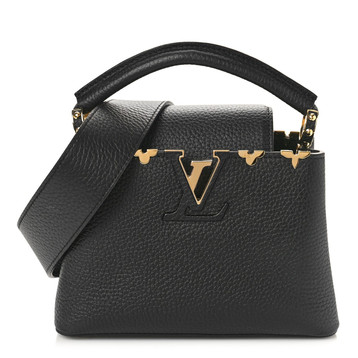 Louis Vuitton Taurillon Embellished Flower Crown Capucines Mini Black 1 of 7