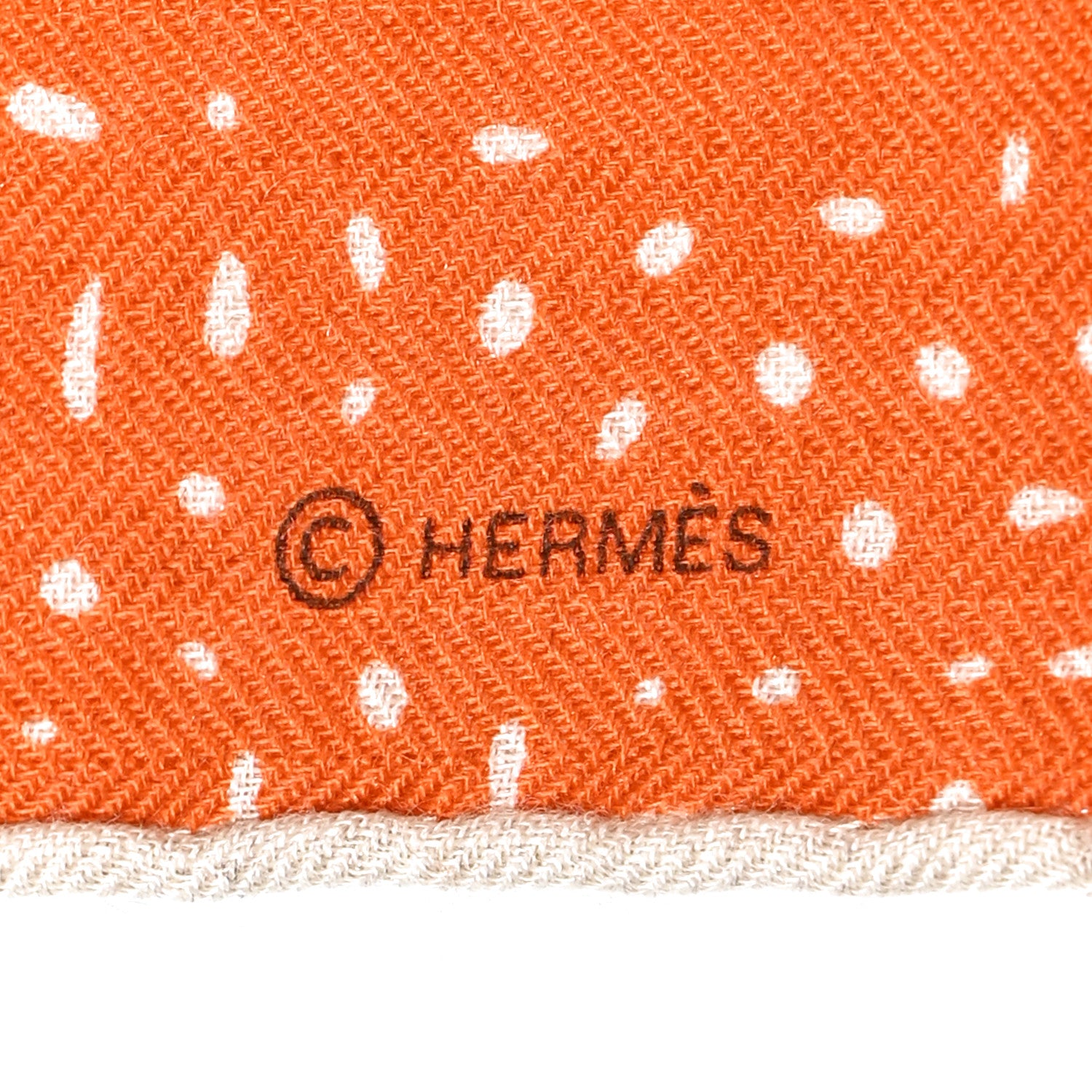 Hermes Silk Cashmere Clair De Lune Shawl 140 Orange Cuit Naturel 4 of 6