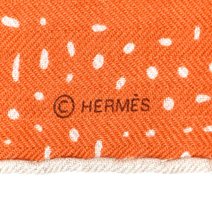 Hermes Silk Cashmere Clair De Lune Shawl 140 Orange Cuit Naturel 4 of 6