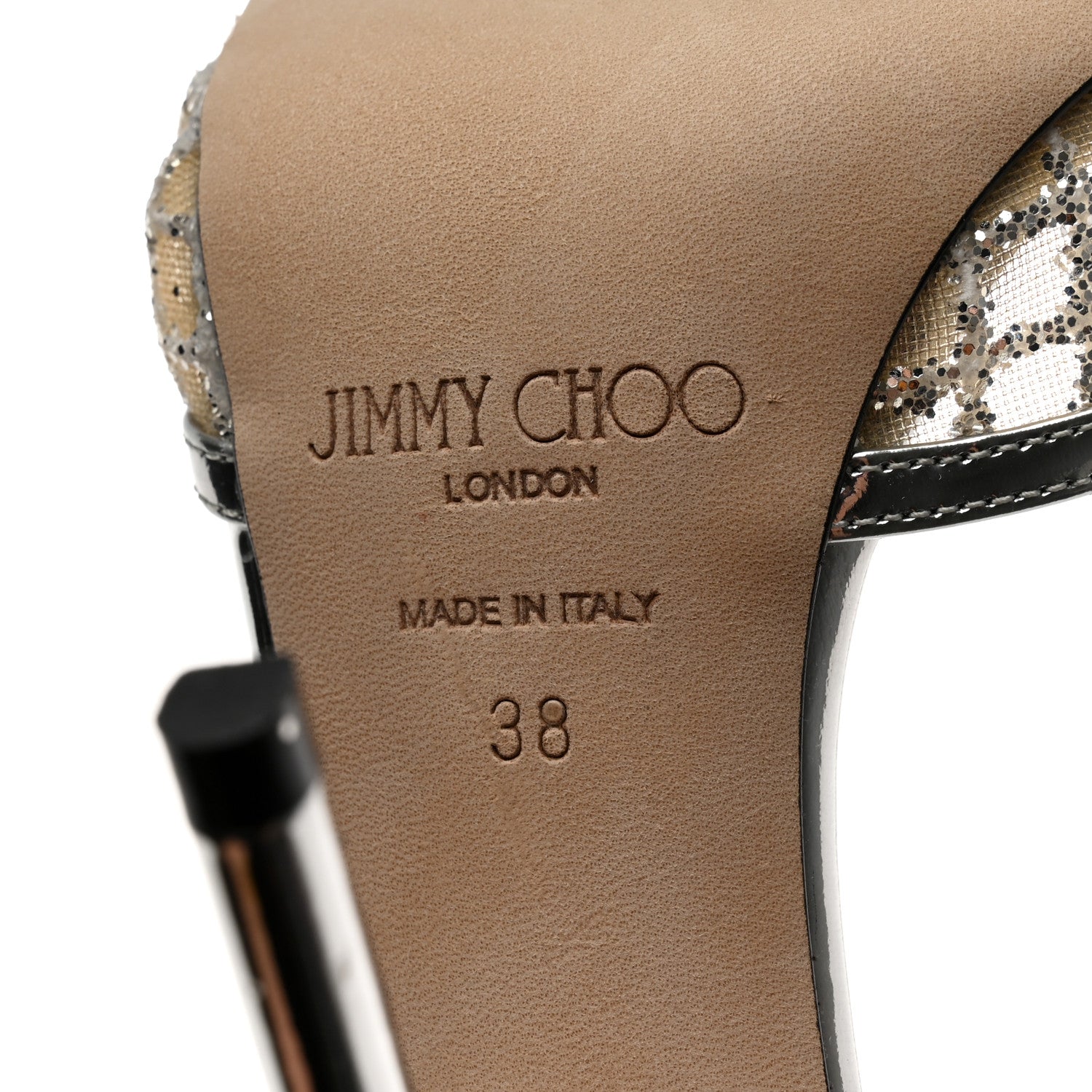 Jimmy Choo Glitter Checker Board Mesh Crystal Saeda 100 Pumps 38 Champagne Silver 7 of 8