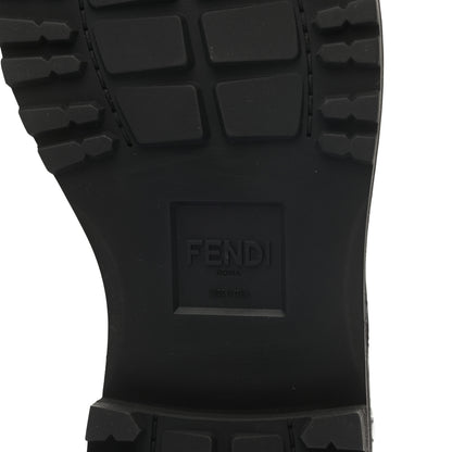 Fendi Vitello Jersey Fabric FF Mens Biker Boots 8 Black Tobacco 6 of 6