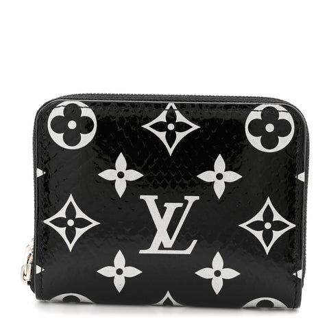 Snakeskin Monogram Zippy Padlock Coin Purse Black