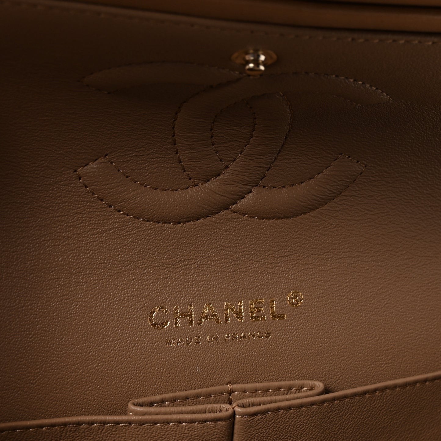 Lambskin Quilted Medium Double Flap Brown