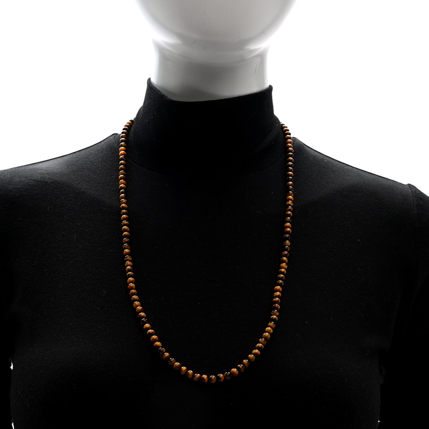 David Yurman Sterling Silver Tigers Eye 5mm Spiritual Beads Necklace 2 of 4