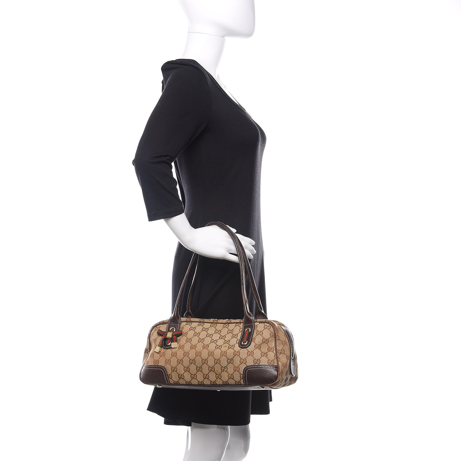 Gucci Monogram Small Princy Satchel Dark Brown 3 of 19