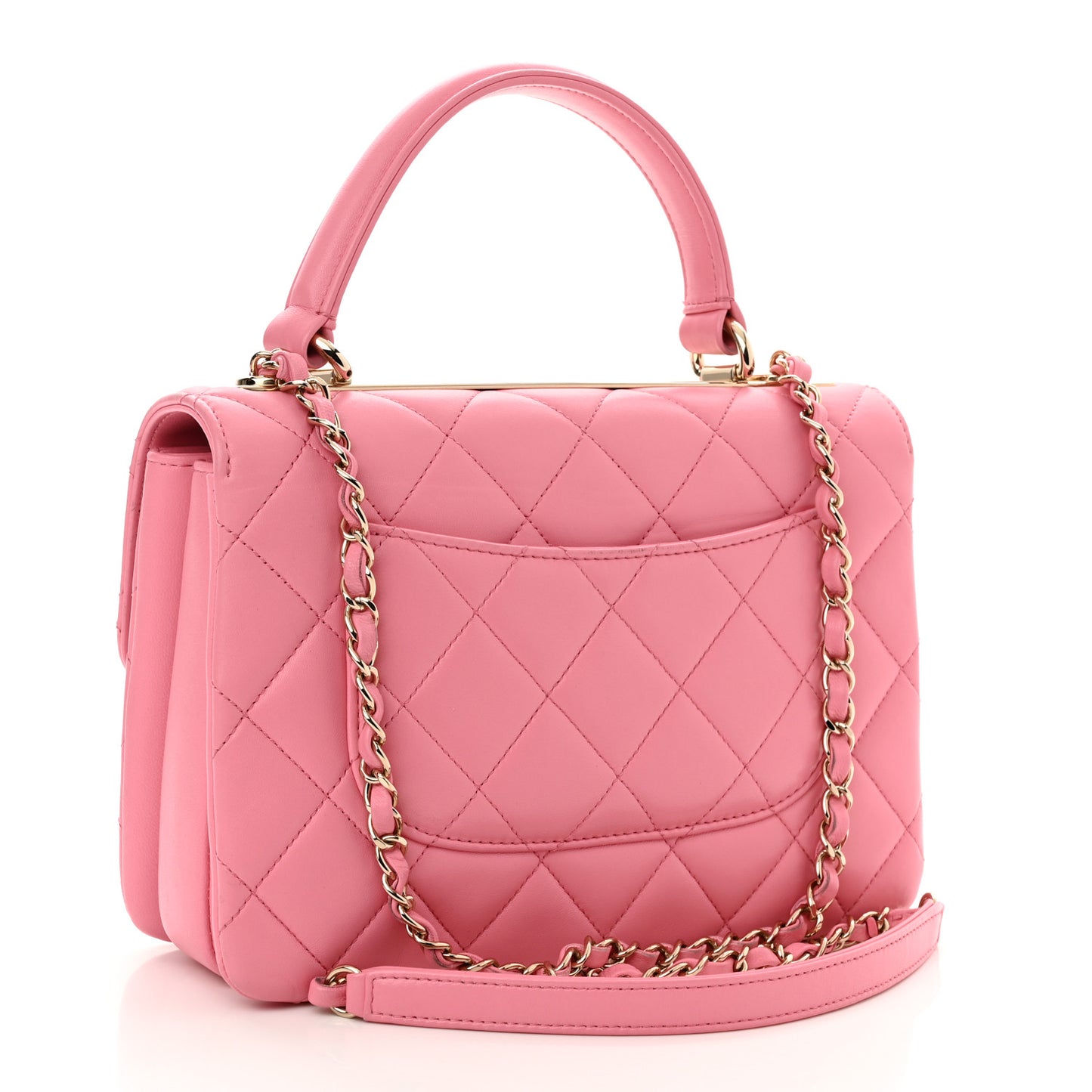 Lambskin Quilted Small Trendy CC Flap Dual Handle Bag Light Pink