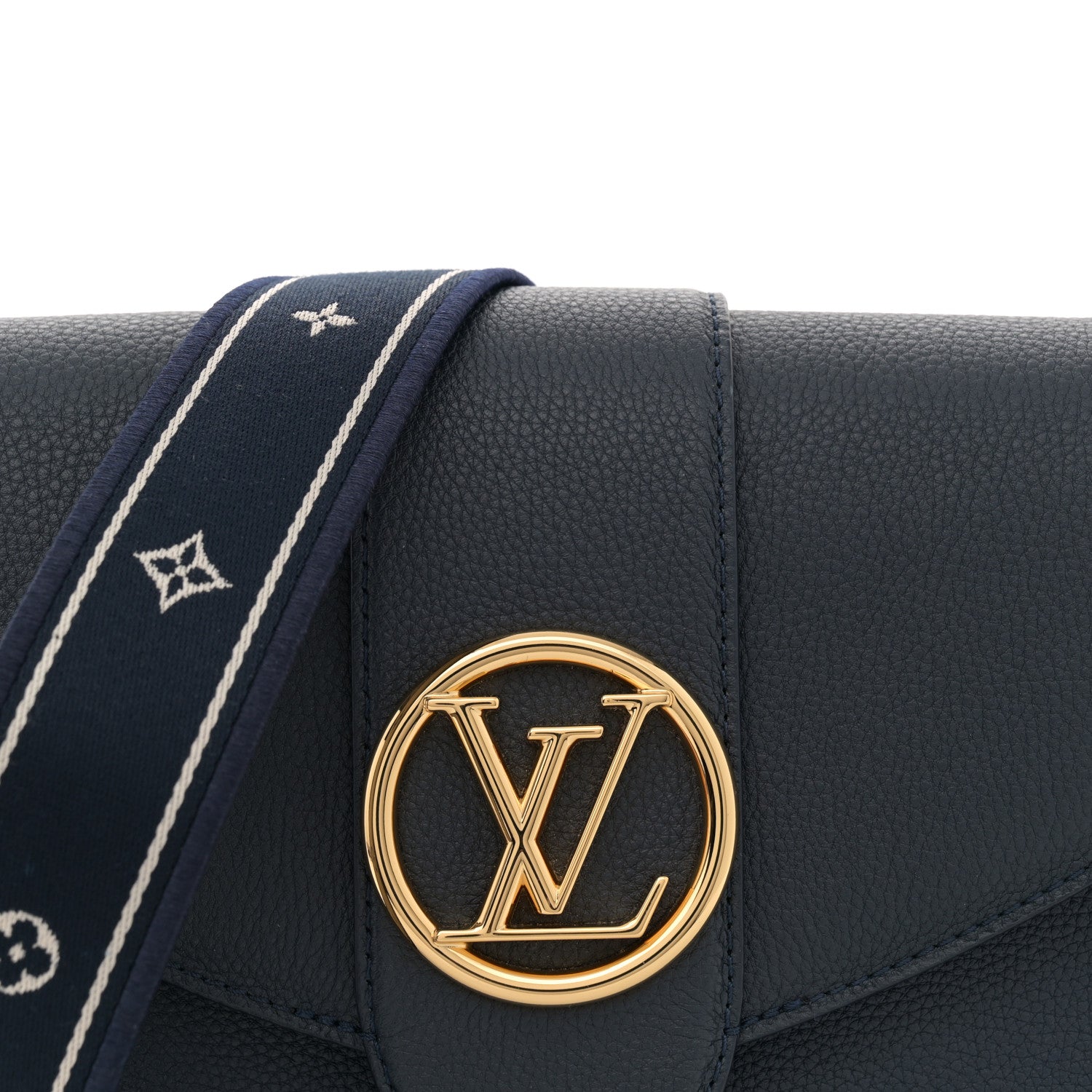 Louis Vuitton Grained Calfskin LV Pont 9 Soft MM Bleu Marine 7 of 10