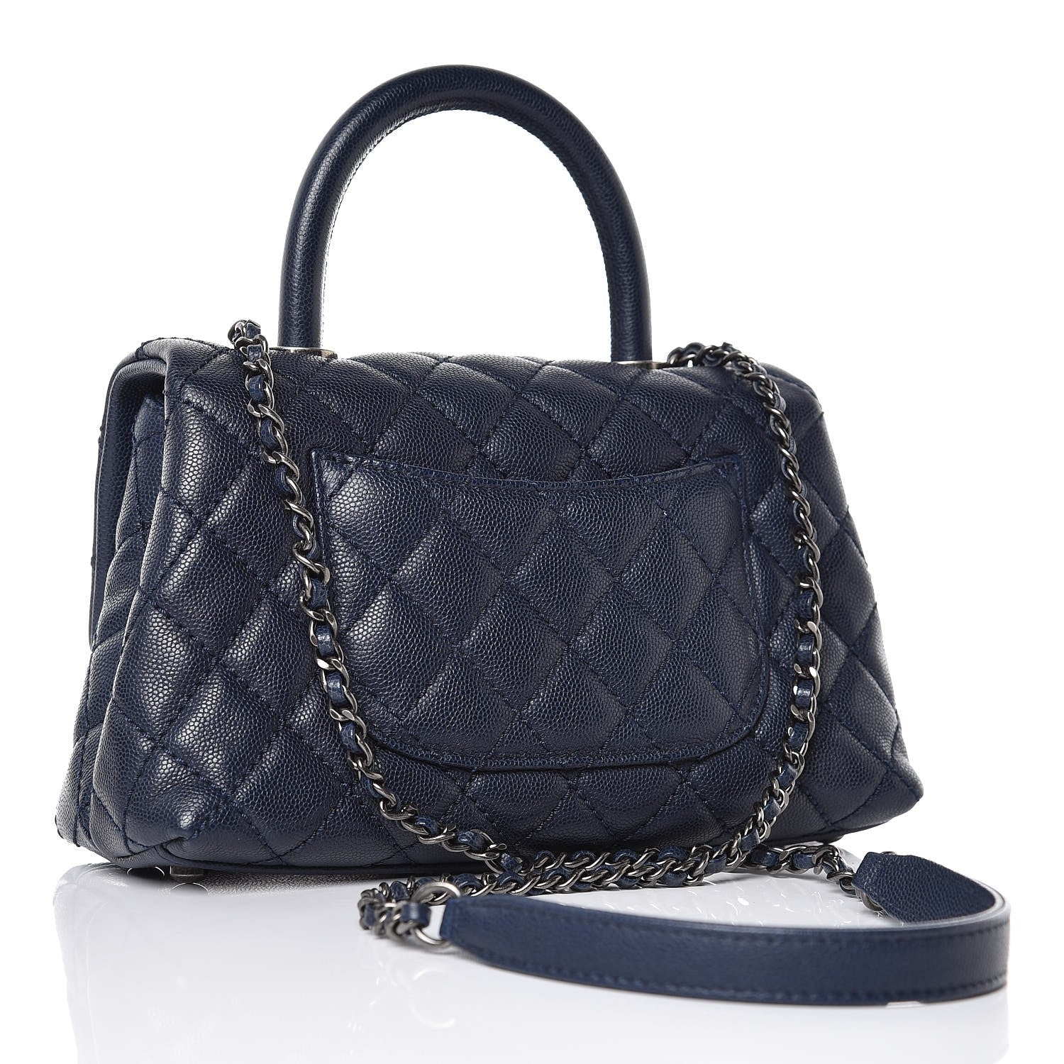 Chanel Caviar Quilted Mini Coco Handle Flap Navy Blue 4 of 9