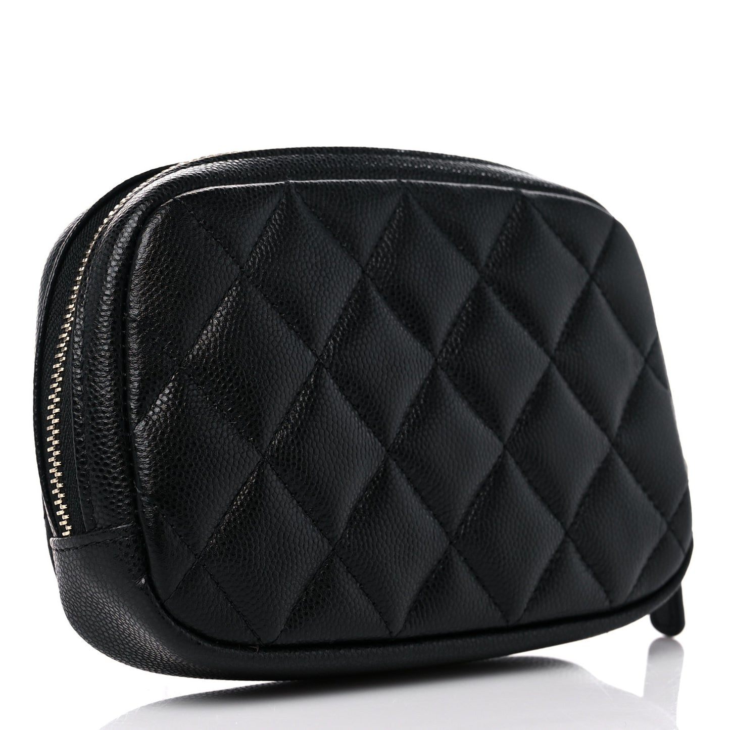 Caviar Quilted Small Curvy Pouch Cosmetic Case Black