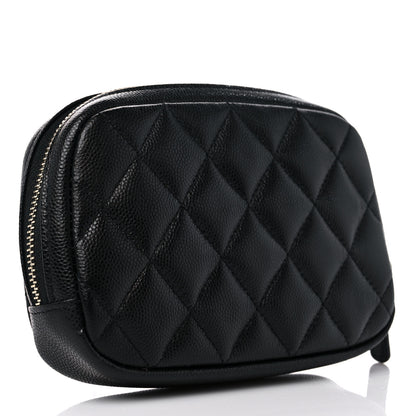 Chanel Caviar Quilted Small Curvy Pouch Cosmetic Case Black 3 of 10