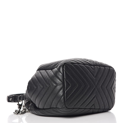 Chanel Deerskin Chevron Small CC Chain Bucket Bag Black 4 of 10