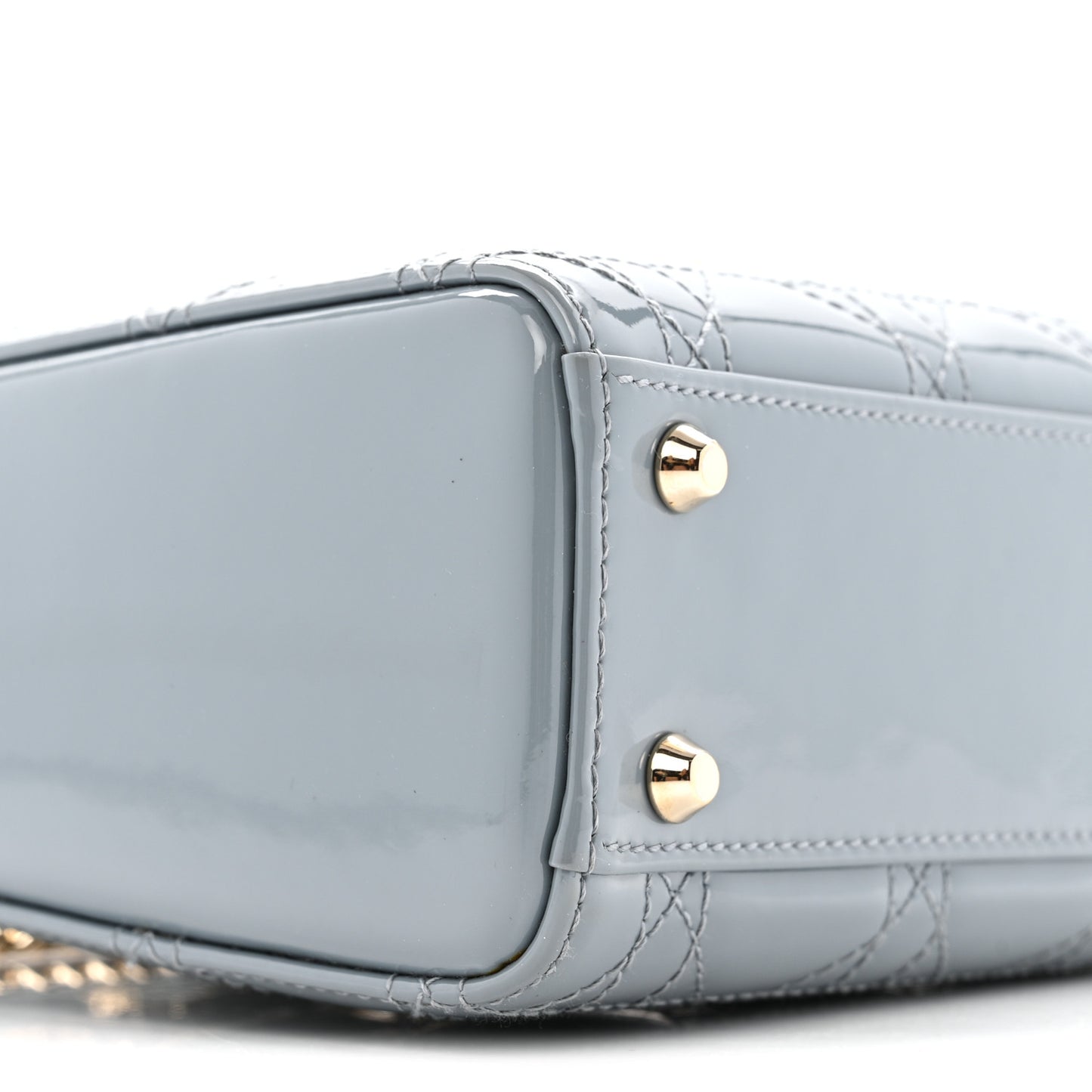 Patent Cannage Mini Lady Dior Grey Stone