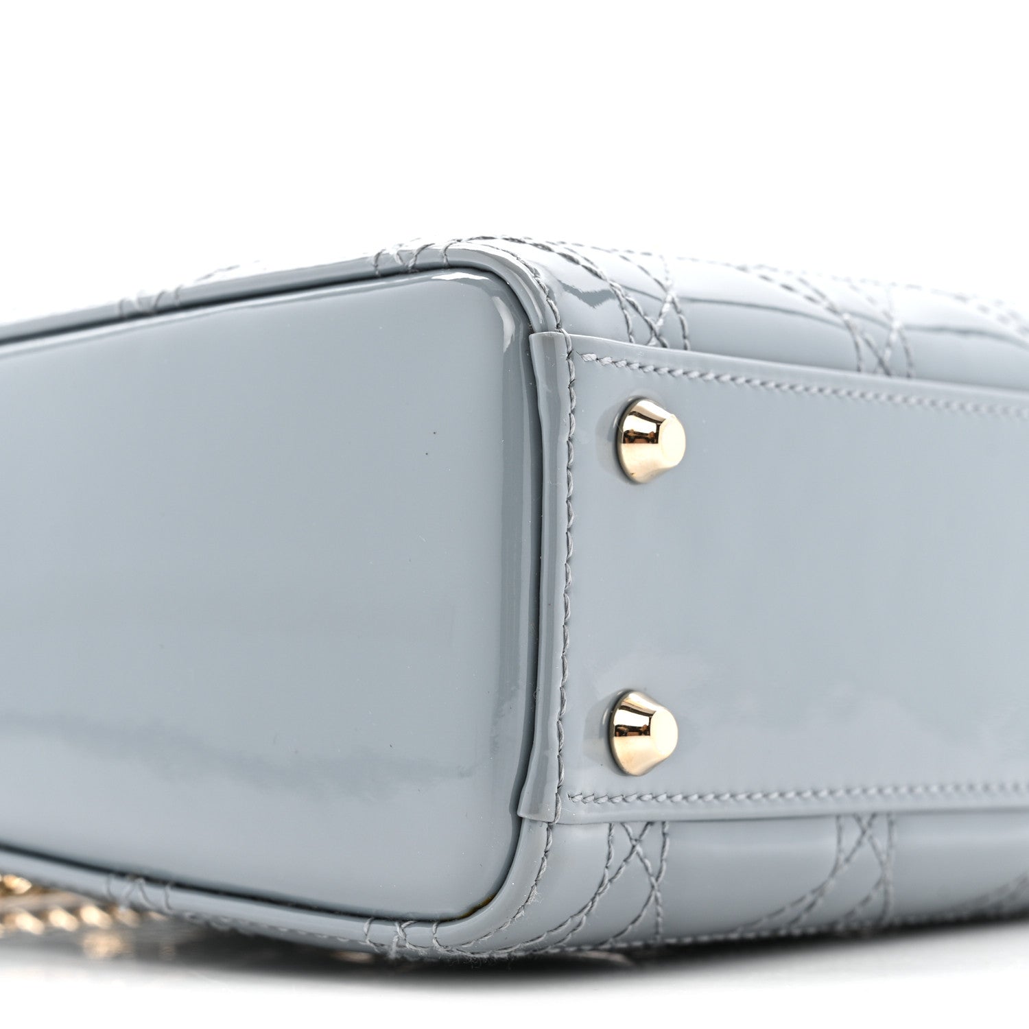 Christian Dior Patent Cannage Mini Lady Dior Grey Stone 9 of 12