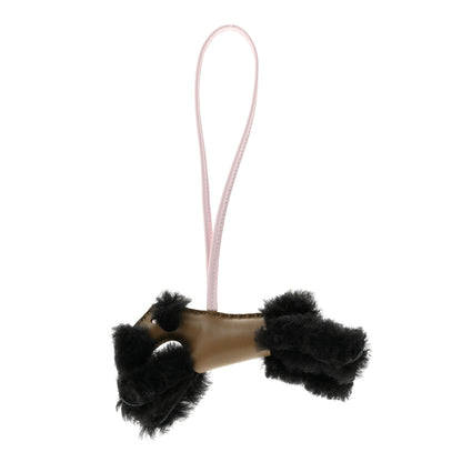 Hermes Milo Lambskin Shearling Budy Charm Black Etoupe Rose Darling 1 of 5