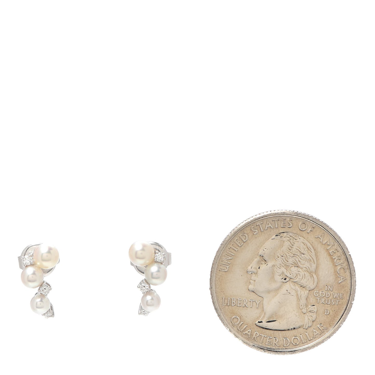 18K White Gold Diamond Akoya Pearl Bubbles Earrings