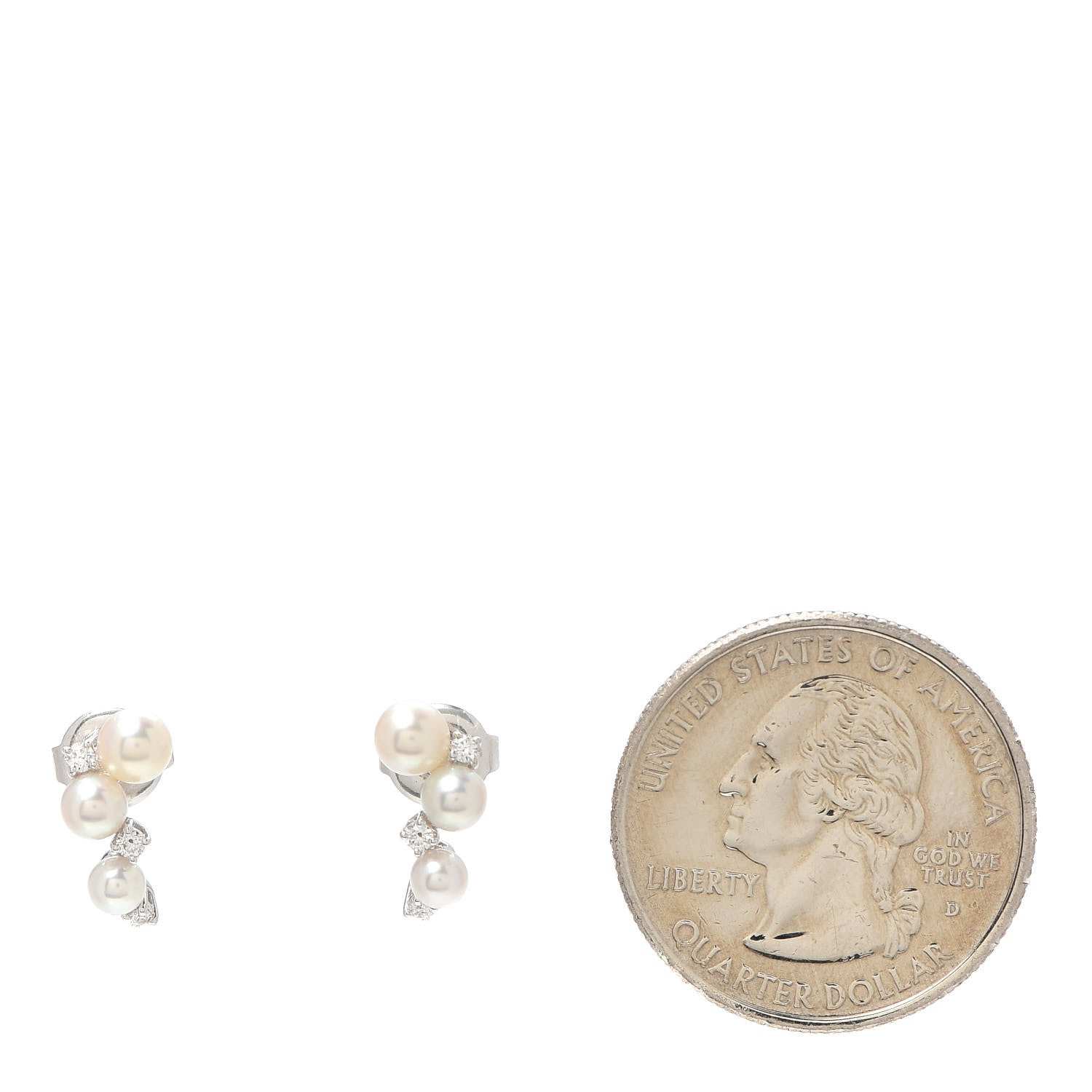 Mikimoto 18K White Gold Diamond Akoya Pearl Bubbles Earrings 4 of 10