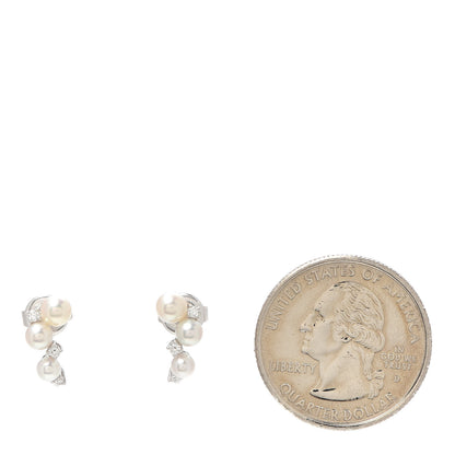 Mikimoto 18K White Gold Diamond Akoya Pearl Bubbles Earrings 4 of 10