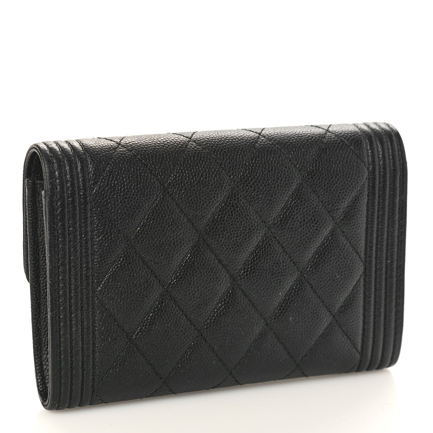 Caviar Quilted Medium Boy Flap Wallet Black