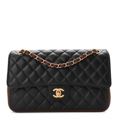 Chanel Calfskin Quilted Strap Into Flap Bag Black Brown 1 of 11