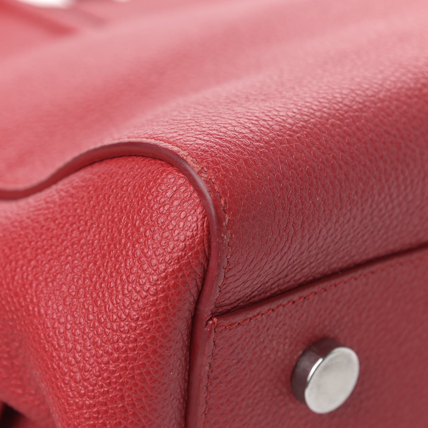 Grained Calfskin Small Cabas Rive Gauche Red