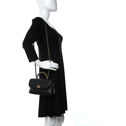 Chanel Lambskin Quilted Small La Parisienne Top Handle Flap Black 2 of 9