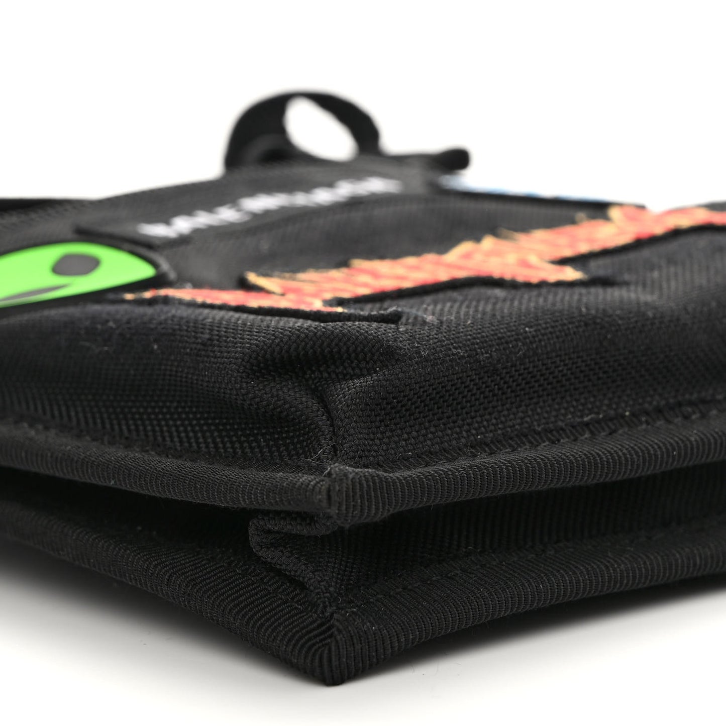 Nylon Logo Multi Patch Small Explorer Pouch with Strap Black