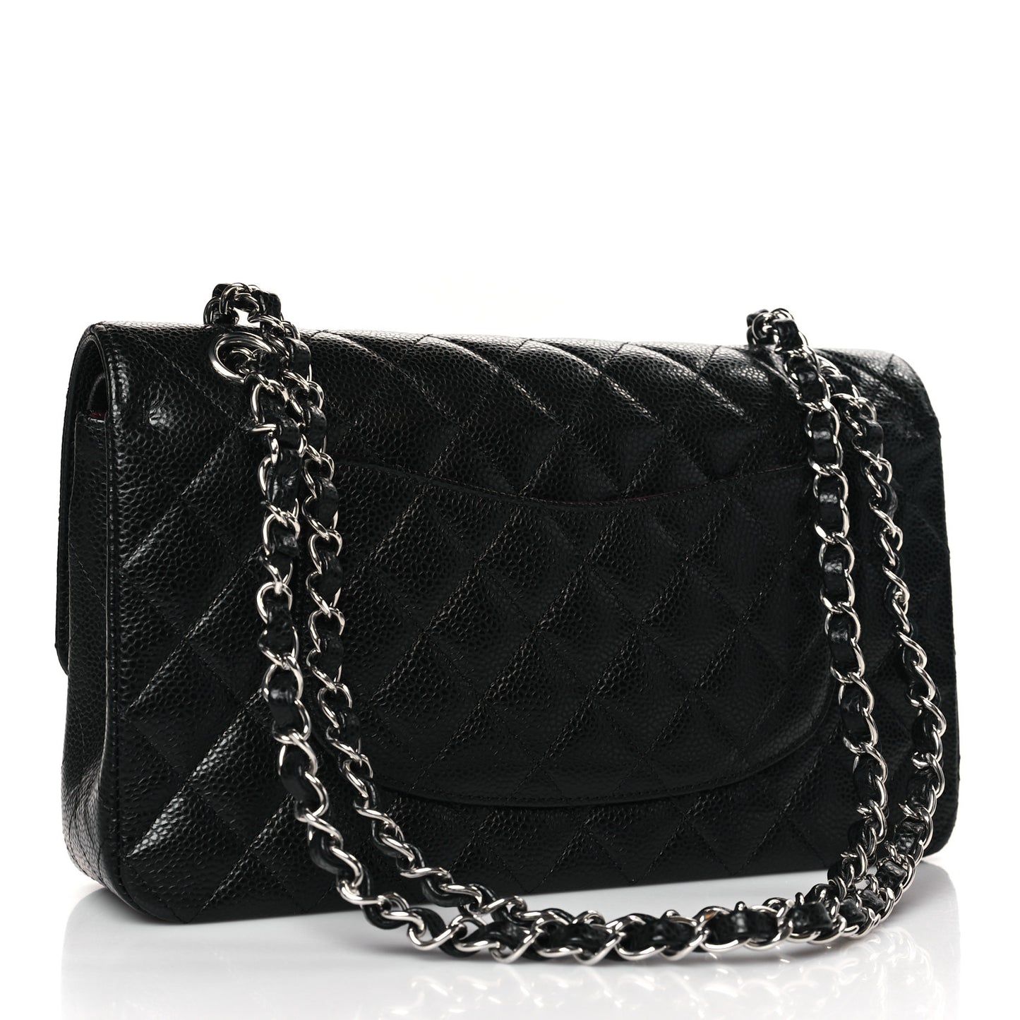 Caviar Quilted Medium Double Flap Black