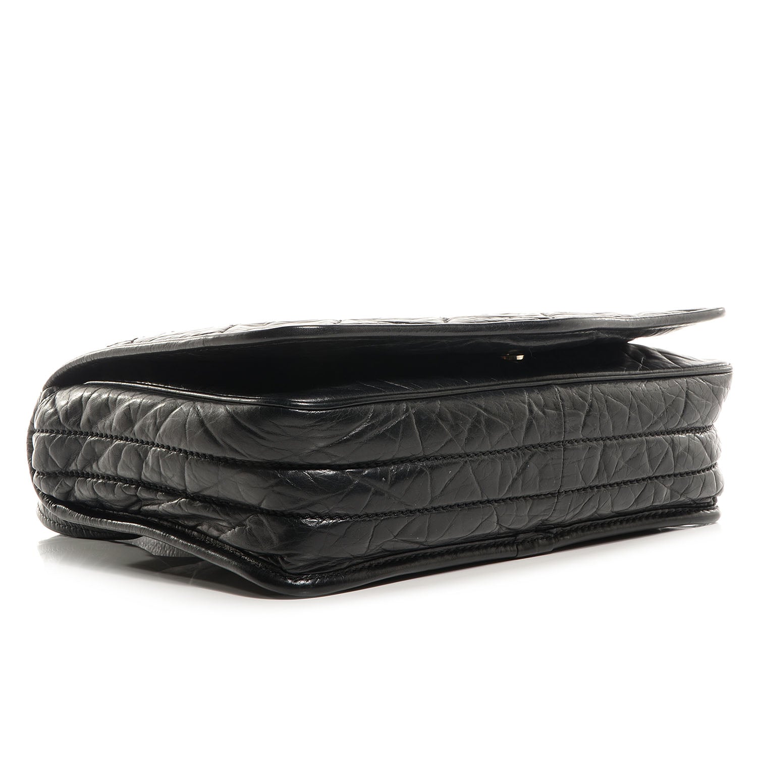 Chanel Aged Calfskin Vintage Ligne Messenger Flap Black 4 of 8