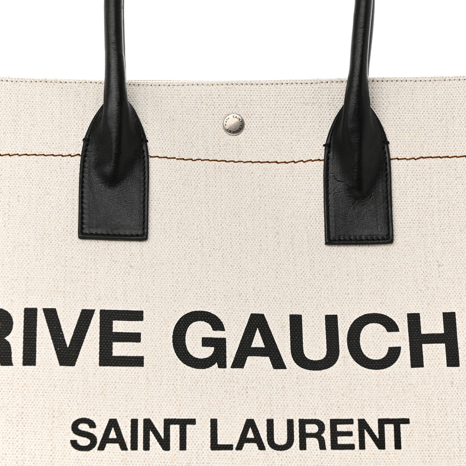Saint Laurent Linen Calfskin Rive Gauche Tote Optic White 8 of 14