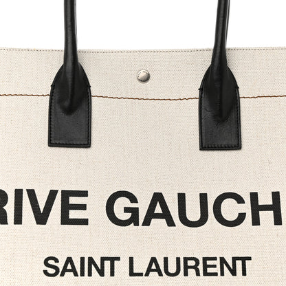 Saint Laurent Linen Calfskin Rive Gauche Tote Optic White 8 of 14