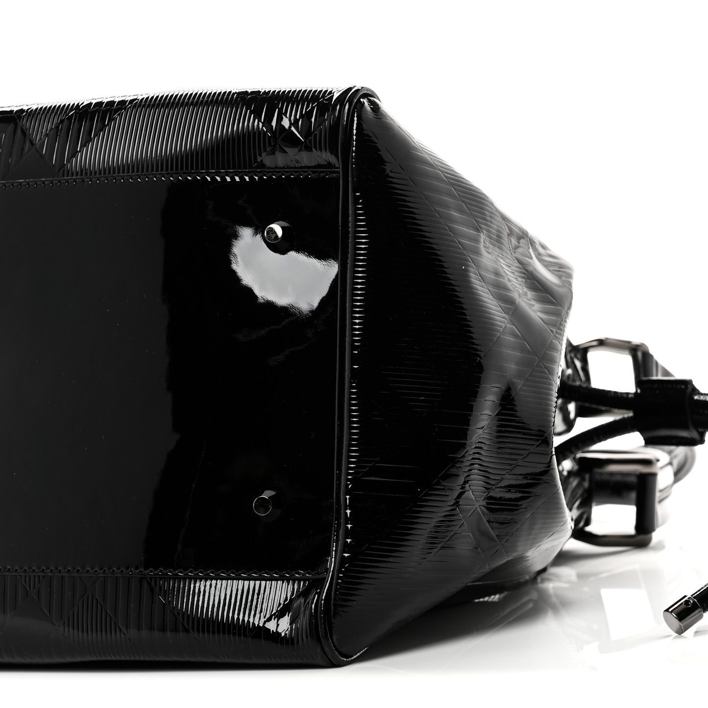 Patent Check Embossed Small Bilmore Tote Black