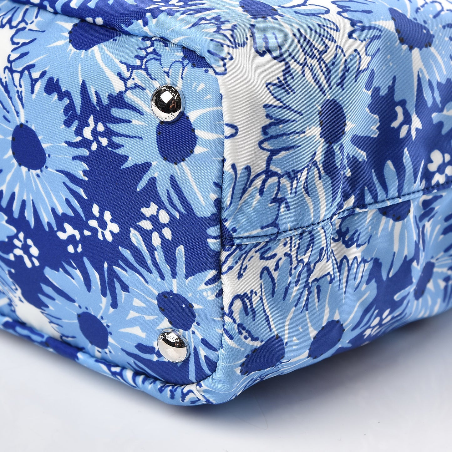 Tessuto Nylon Saffiano Floral Print Tote Baltico Dis Primule