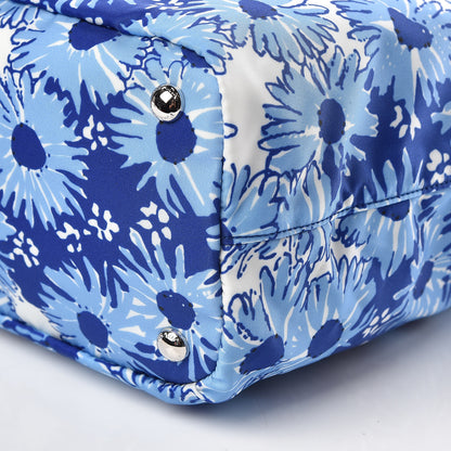 Prada Tessuto Nylon Saffiano Floral Print Tote Baltico Dis Primule 18 of 19