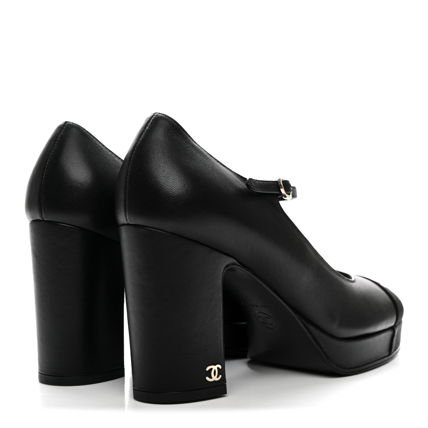 Chanel Lambskin Grosgrain Cap Toe CC Mary Jane Pumps 36 Black 5 of 10