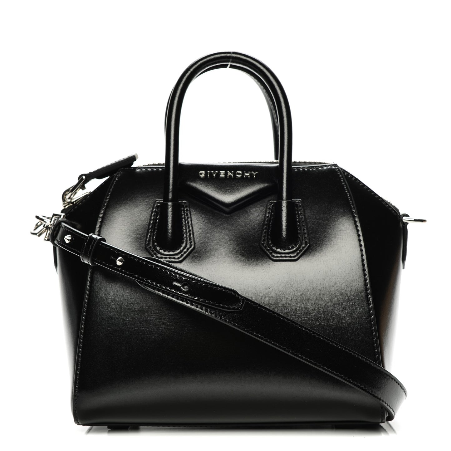Shiny Lord Calfskin Mini Antigona Black